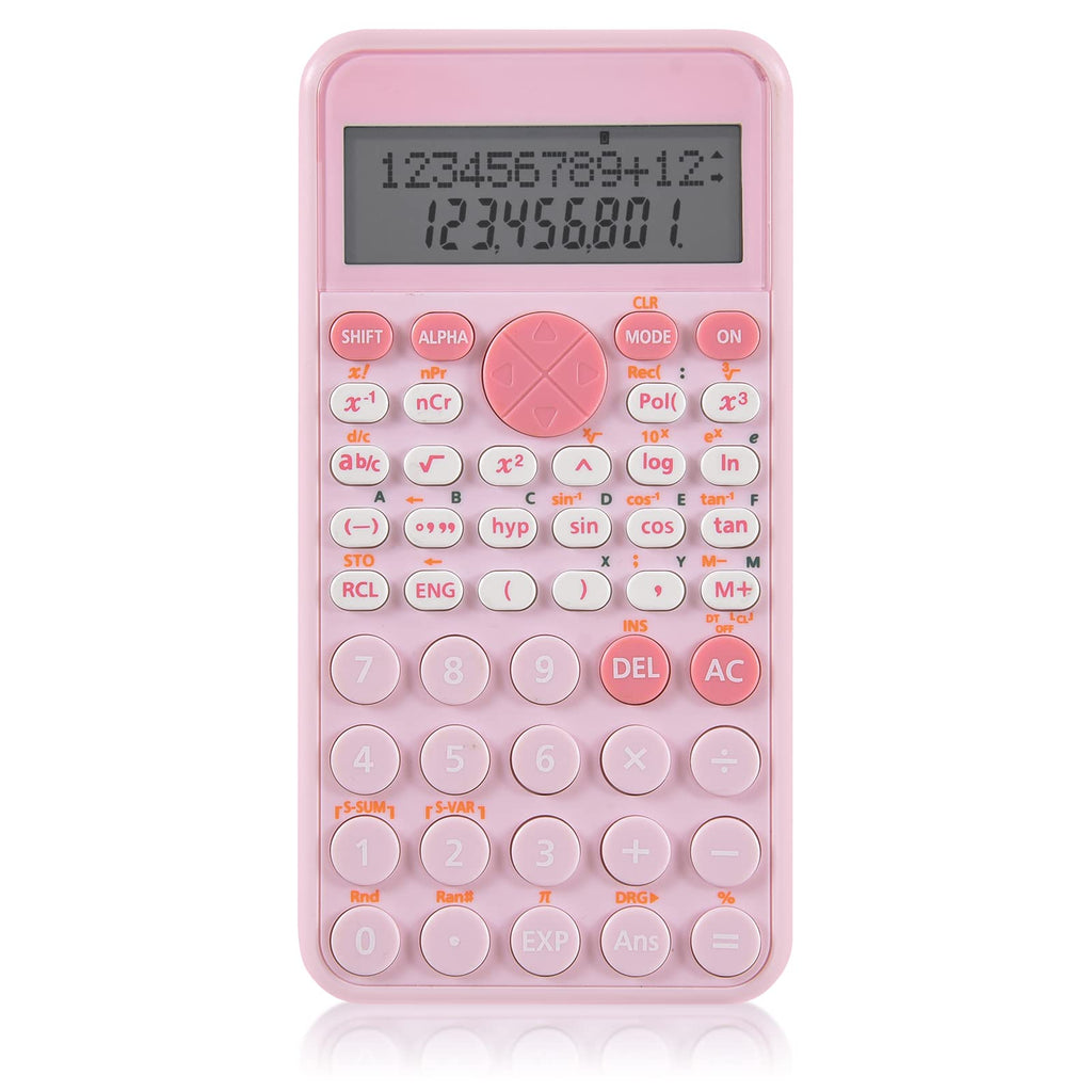 [Australia - AusPower] - EooCoo 2-Line Standard Scientific Calculator, Portable and Cute School Office Supplies, Suitable for Primary School to College Student Use - Pink Scientific Pink 