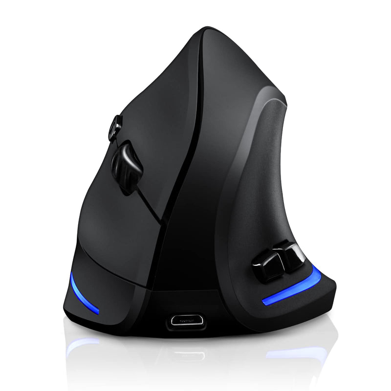 [Australia - AusPower] - Wireless Mouse Tri-Mode (BT 5.0/3.0+2.4GHz), TRELC Ergonomic Vertical Mouse with 3 Adjustable DPI, Rechargeable Optical Wireless Mouse for 3 Devices, 7 Buttons for PC, Desktop, Laptop, Tablet (Black) Tri-Mode (BT 5.0/3.0+2.4GHz) 