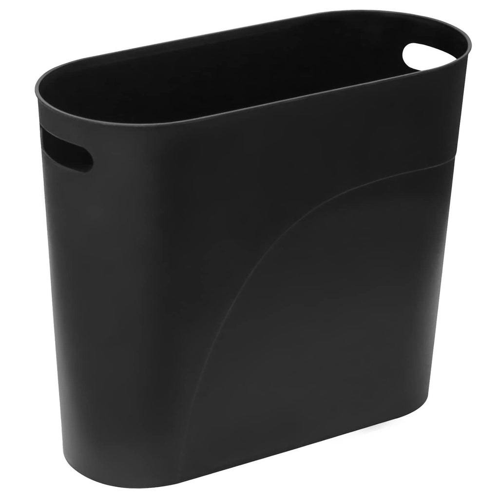 [Australia - AusPower] - MIEDEON Plastic Small Trash Can Wastebasket with Handles, 3 Gallon Garbage Container Bin for Bathroom, Kitchen, Laundry Room, Home Office, Dorms (Black, 3 gallons) black 