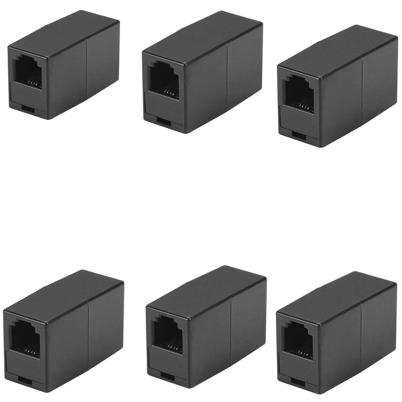 [Australia - AusPower] - RJ11 Coupler, Straight Telephone Inline Coupler RJ11 6P4C Inline Keystone Jack Female to Female Straight Telephone Cable Cord Extension Adapter Black 6Pack 