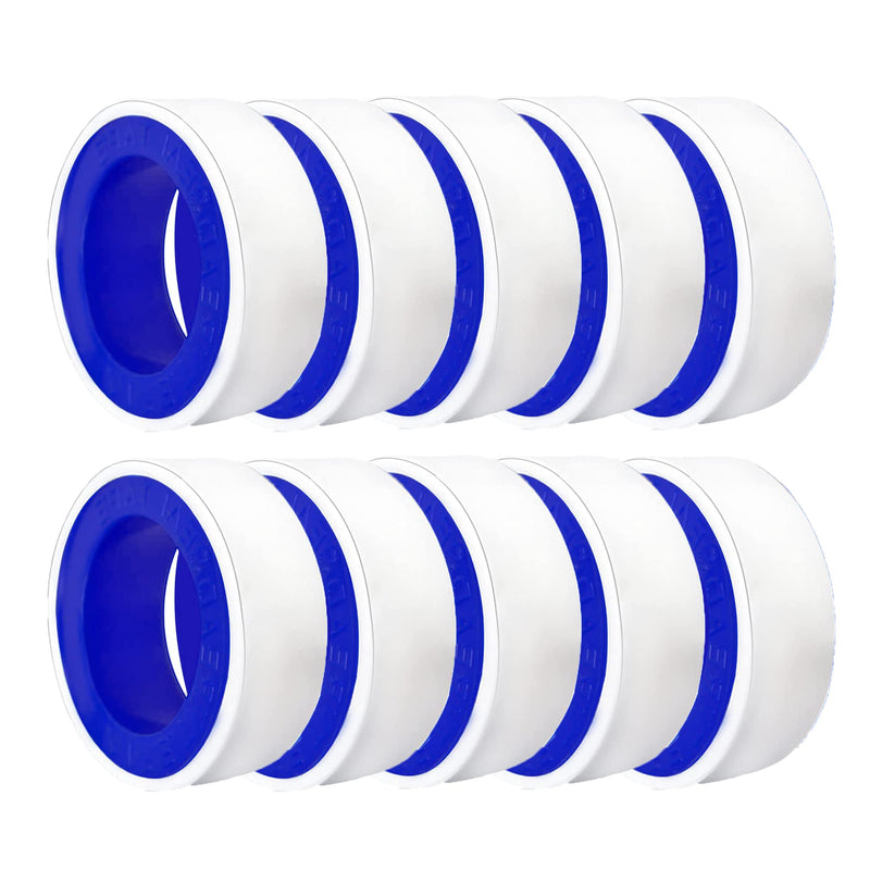 [Australia - AusPower] - 10 Rolls 1/2 Inch(W) X 520 Inches(L) Teflon Tape,for Plumbers Tape,Plumbing Tape,PTFE Tape,Thread Tape,Plumber Tape for Shower Head,Pipe Sealing,Thread Seal,White… 