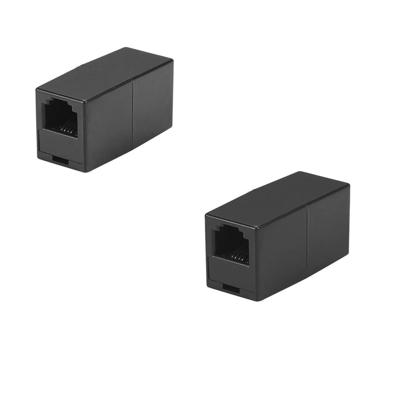 [Australia - AusPower] - RJ11 Coupler, Straight Telephone Inline Coupler RJ11 6P4C Inline Keystone Jack Female to Female Straight Telephone Cable Cord Extension Adapter Black 2 Pack 