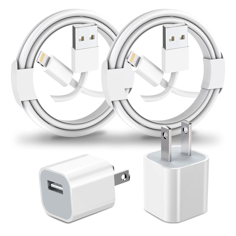 [Australia - AusPower] - iPhone Charger,2Pack [Apple MFi Certified] USB Wall Charger Plug & 3.3 Ft USB Fast Charging Data Sync Transfer Cables Compatible with iPhone13/12/12 Pro/12 Mini/11/Xs/Xs Max/8/8 P(Travel Essentials) White 