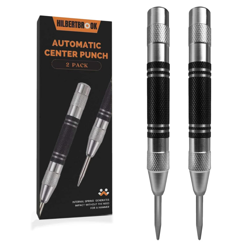 [Australia - AusPower] - Automatic Center Punch 5 Inch Spring Loaded Center Punch Adjustable Tension Punch Tool for Metal Wood Glass Plastic(2 Pack) 