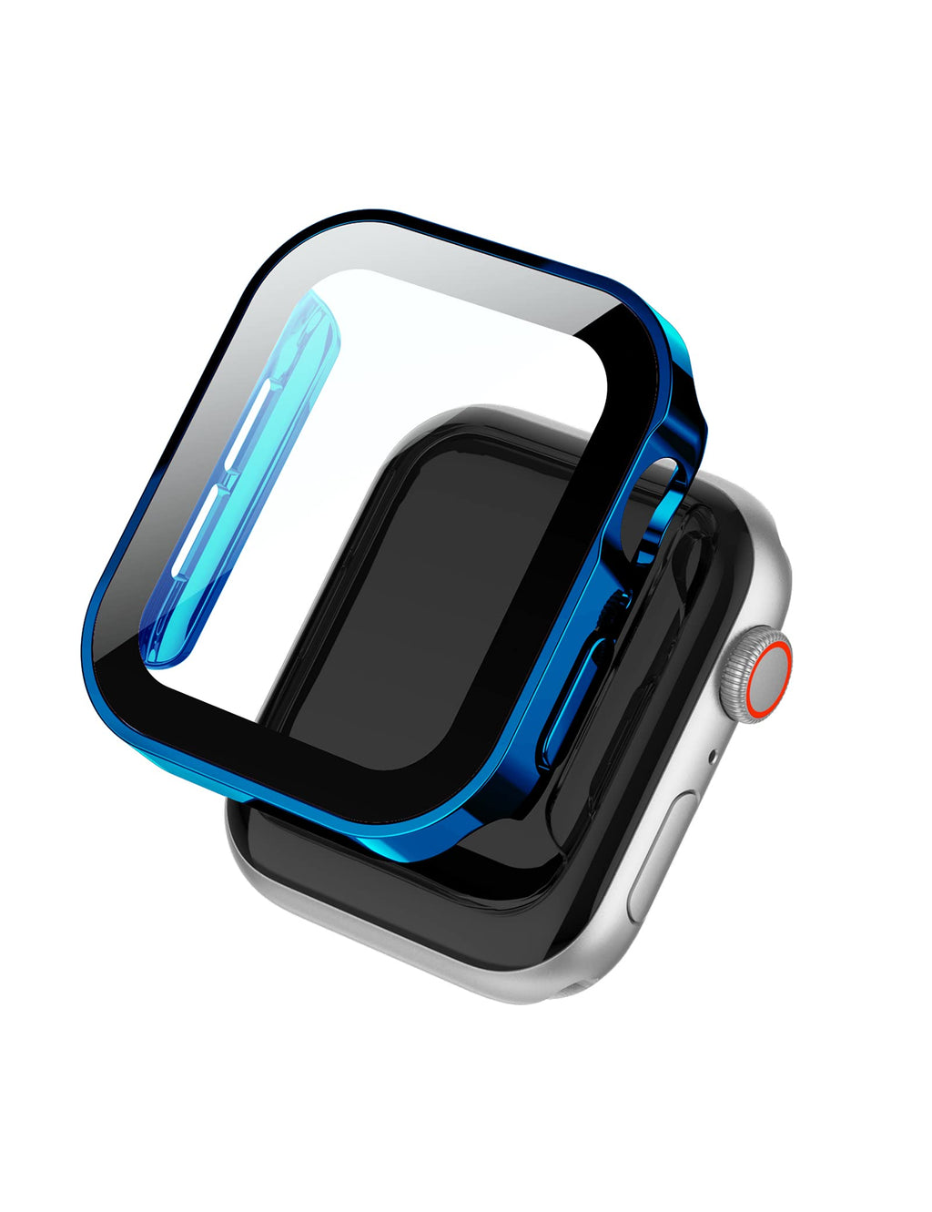 [Australia - AusPower] - Case Compatible for Apple Watch Series 6 40mm 44mm Electroplate Flat-Edged Slim Shockproof Bumper Protective Cover Non-Slip Silicone Shell for Smartwatch Watch 6 Watch SE Watch 5 (Blue, 44MM) Blue 