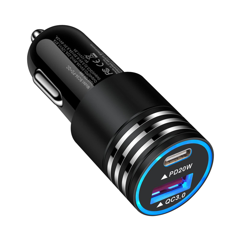 [Australia - AusPower] - USB C Car Charger,38W Fast USB Car Charger Adapter 20W PD&18W QC3.0 Dual Port Cigarette Lighter Charger for iPhone 13 12 11 Pro Max/Pro/Mini SE XR Xs X 8 Plus,Samsung Galaxy S21 S20 S10 S9 A51 A71 