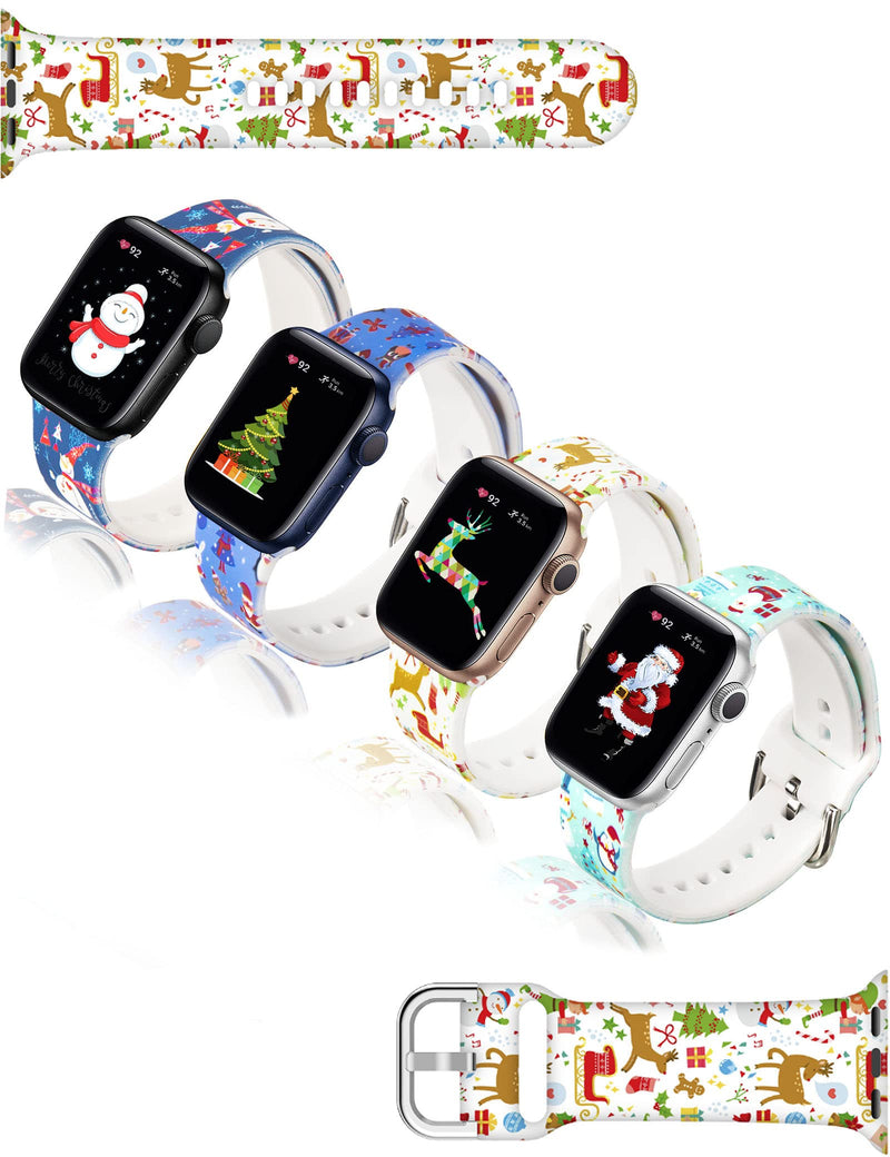 [Australia - AusPower] - Smartwatch Bands for Christmas Apple Watch Band Women 38mm 40mm 41mm 42mm 44mm 45mm Soft Silicone Sport Wristbands Replacement Strap For iphone iWatch SE/Series 7/6/5/4/3/2/1 42/44/45mm Set A 