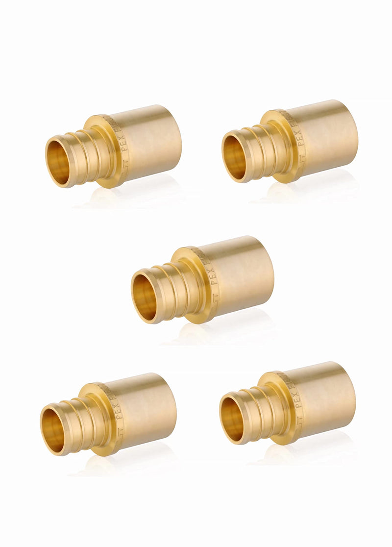 [Australia - AusPower] - (Pack of 5) EFIELD Pex 1/2" x 1/2" Male Sweat Copper Adapter (Inside Copper Tube) Crimp Brass Fitting Lead Free 