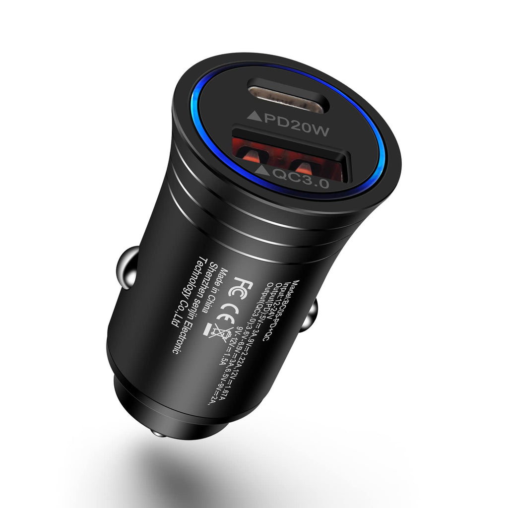 [Australia - AusPower] - Type C Car Charger Fast Charing, 38W Mini Car USB Charger PD & QC 3.0 2 Port Car Charger Fast Charge for iPhone 13/12/12 Pro/Pro Max/Mini/11/XS/XR/X/SE, Samsung Galaxy S21/S20/S10, Pixel, Motorola, LG 
