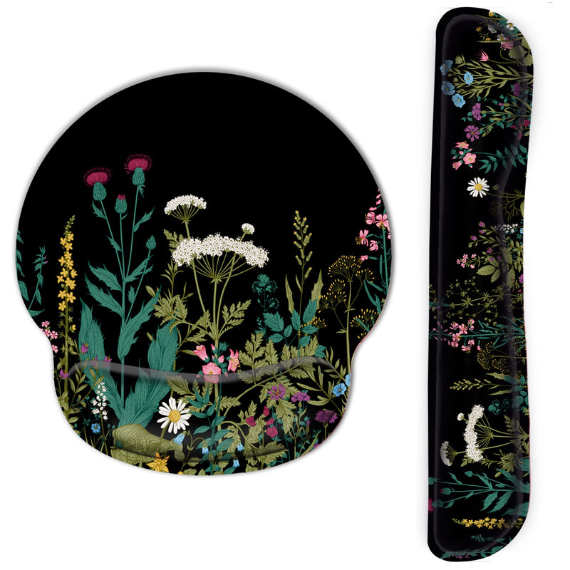 [Australia - AusPower] - Ergonomic Mouse Pad Wrist Support and Keyboard Wrist Rest, Mousepad with Wrist Rest, Memory Foam Keyboard Pad, Easy Typing, Pain Relief, Perfect for Gaming, Computer, Laptop,Office, Garden Flowers 
