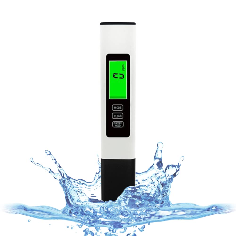 [Australia - AusPower] - PHEPUS TDS Water Digital Tester Kit Zero Water Meter 0-9990 ppm Waterproof with 4-in-1 Feature Stabilizes Readout for Aquaculture Colloidal Silver Wine Pool Hardness Salinity - Leather Case (White) 
