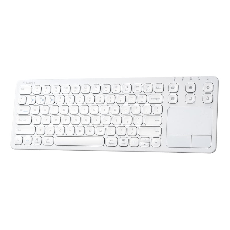 [Australia - AusPower] - SANWA Multi Device Bluetooth Keyboard with Touchpad, Rechargeable Keypad with Trackpad for Laptop Desktop Computer PC iPad/iPhone Tablet, Compatible with MacBook, Windows, Android, iOS, White 