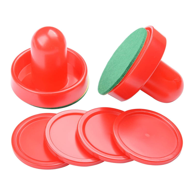 [Australia - AusPower] - MUZOCT Great Goal Handles Pushers Replacement Accessories for Game Tables - 2 Red Air Hockey Pushers and 4 Red Pucks for Children 