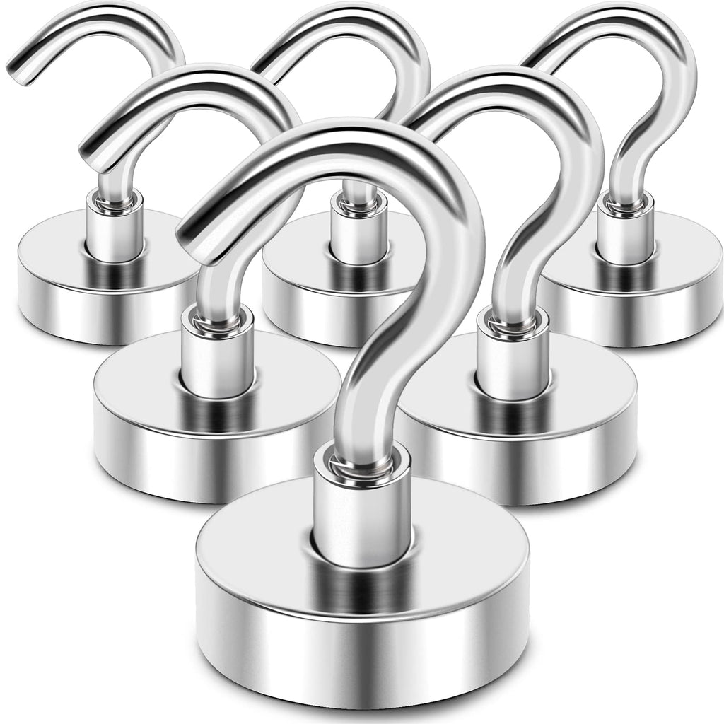 [Australia - AusPower] - MIKEDE Magnetic Hooks Heavy Duty, 25Lbs Strong Rare Earth Neodymium Magnets with Hooks for Hanging, Magnetic Hanger Strong Cruise Hooks for Kitchen, Home, Workplace, Office and Garage, Pack of 6 6 PCS Magnetic Hooks 