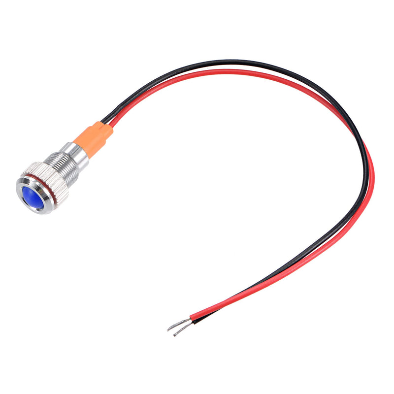 [Australia - AusPower] - MECCANIXITY Indicator LED Light 9-24V 8mm M8 Panel Mount Metal Waterproof Signal Lamp 130mm Wire with O Ring, Blue 