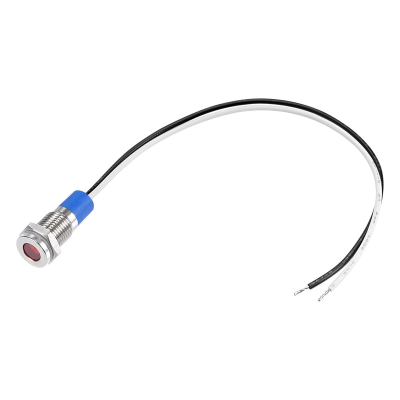 [Australia - AusPower] - MECCANIXITY Indicator LED Light 24V 8mm M8 Panel Mount Metal Waterproof Signal Lamp 130mm Wire with O Ring, Red Pack of 2 