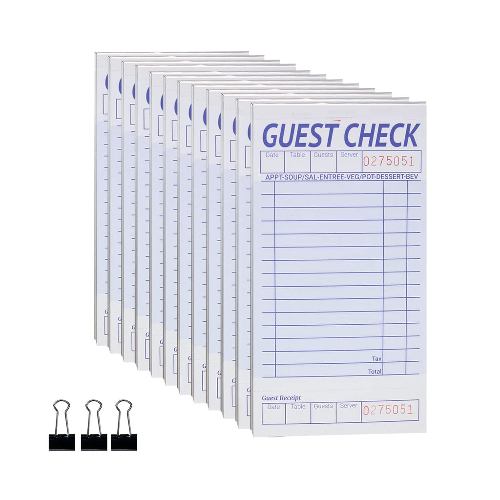 [Australia - AusPower] - suituts 12 Pack Guest Check Board,Thicker Paper Waiter Pads with 15 Lines，Waitress Order Pad for Restaurant，50 Sheets Per Server Pads Total 600 Guest Checks，Extra 3 Clips 