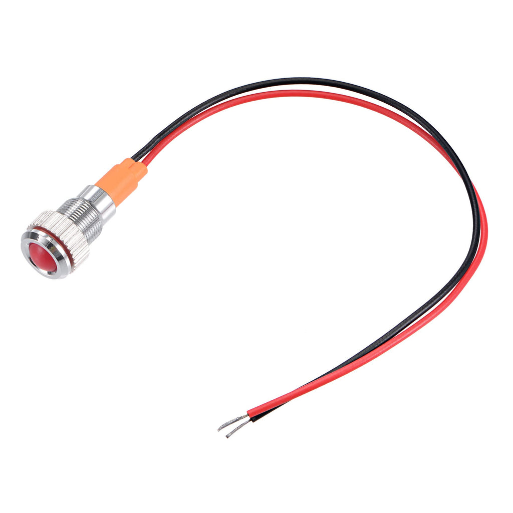 [Australia - AusPower] - MECCANIXITY Indicator LED Light 9-24V 8mm M8 Panel Mount Metal Waterproof Signal Lamp 130mm Wire with O Ring, Red Pack of 2 