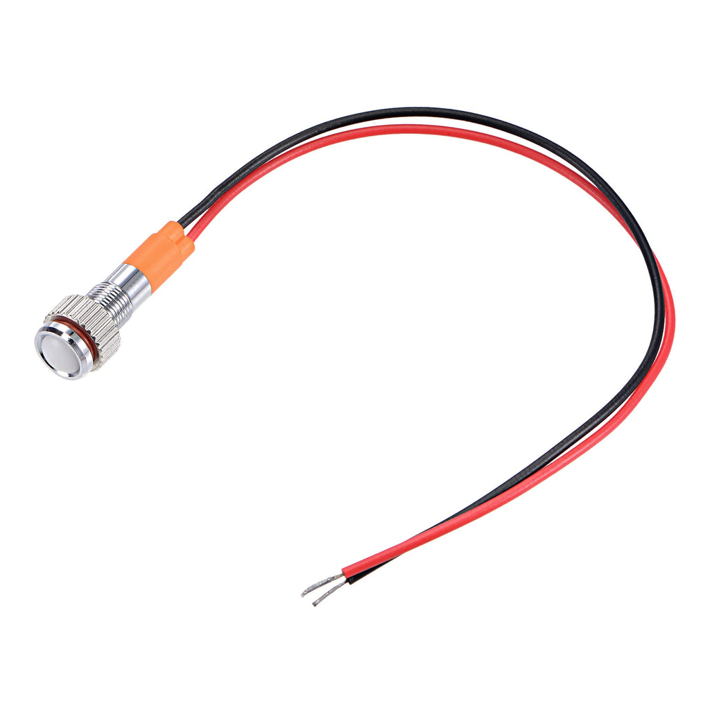 [Australia - AusPower] - MECCANIXITY Indicator LED Light 9-24V 6mm M6 Panel Mount Metal Waterproof Signal Lamp 130mm Wire with O Ring, White 