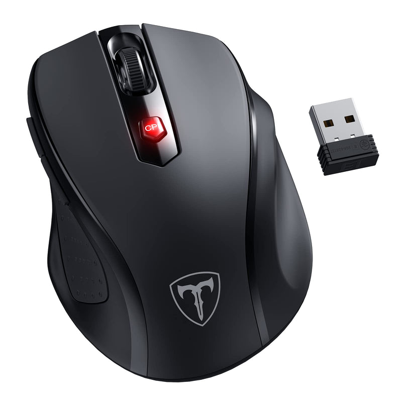[Australia - AusPower] - HOTWEEMS Wireless Mouse, D-09 Computer Mouse USB Cordless Mice for Laptop, Ergo Grips, Lightspeed 5-Level 2400 DPI, 16 Months Battery, Portable for PC Mac Chromebook, 6 Button, Stormy Black 
