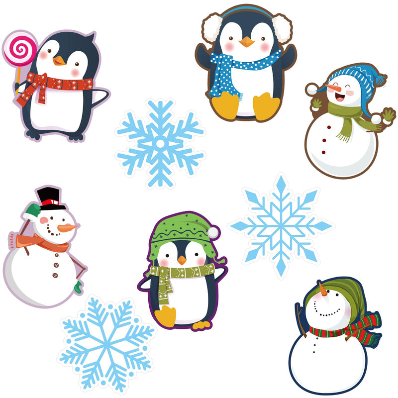 [Australia - AusPower] - 45 Pcs Winter Cutouts, Snowflake Accents Paper Cutouts Name Tags Seasonal Bulletin Board Tree Displays Classroom Decoration for Teacher Student Homeschool Holiday Christmas Supplies (Penguin Style) Penguin Style 