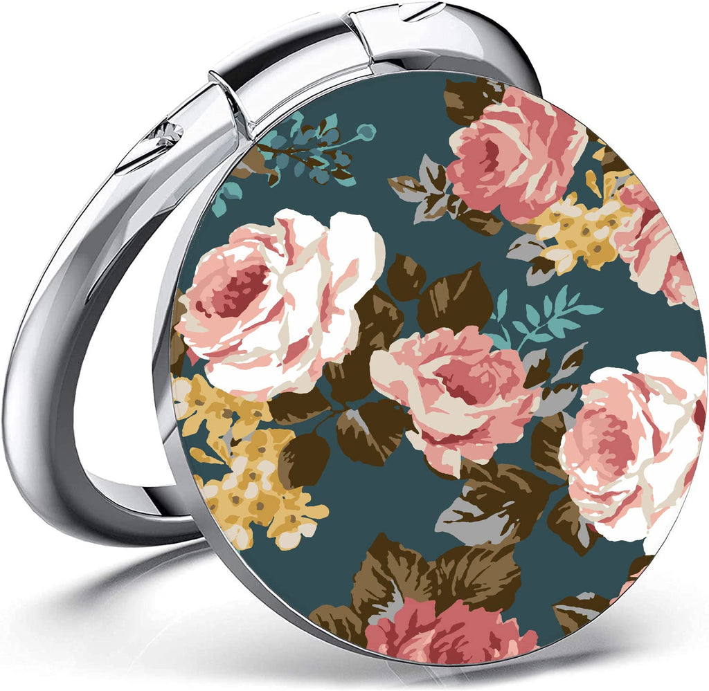 [Australia - AusPower] - Cell Phone Ring Holder Finger Stand Blossom Floral Flowers for Girls Women, 360° Rotation Metal Ring Grip for Magnetic Car Mount, Compatible with All Smartphone 