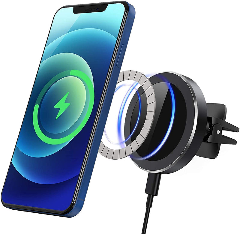 [Australia - AusPower] - Hoidokly Wireless Car Charger Magnetic, Fit for iPhone 13/13 Pro/ 13 Pro Max/ 13 Mini/iPhone12/12 Pro/ 12 Pro Max/12 Mini/MagSafe Magnetic Cases, 15W Fast Charging Car Air Vent Phone Holder Black 