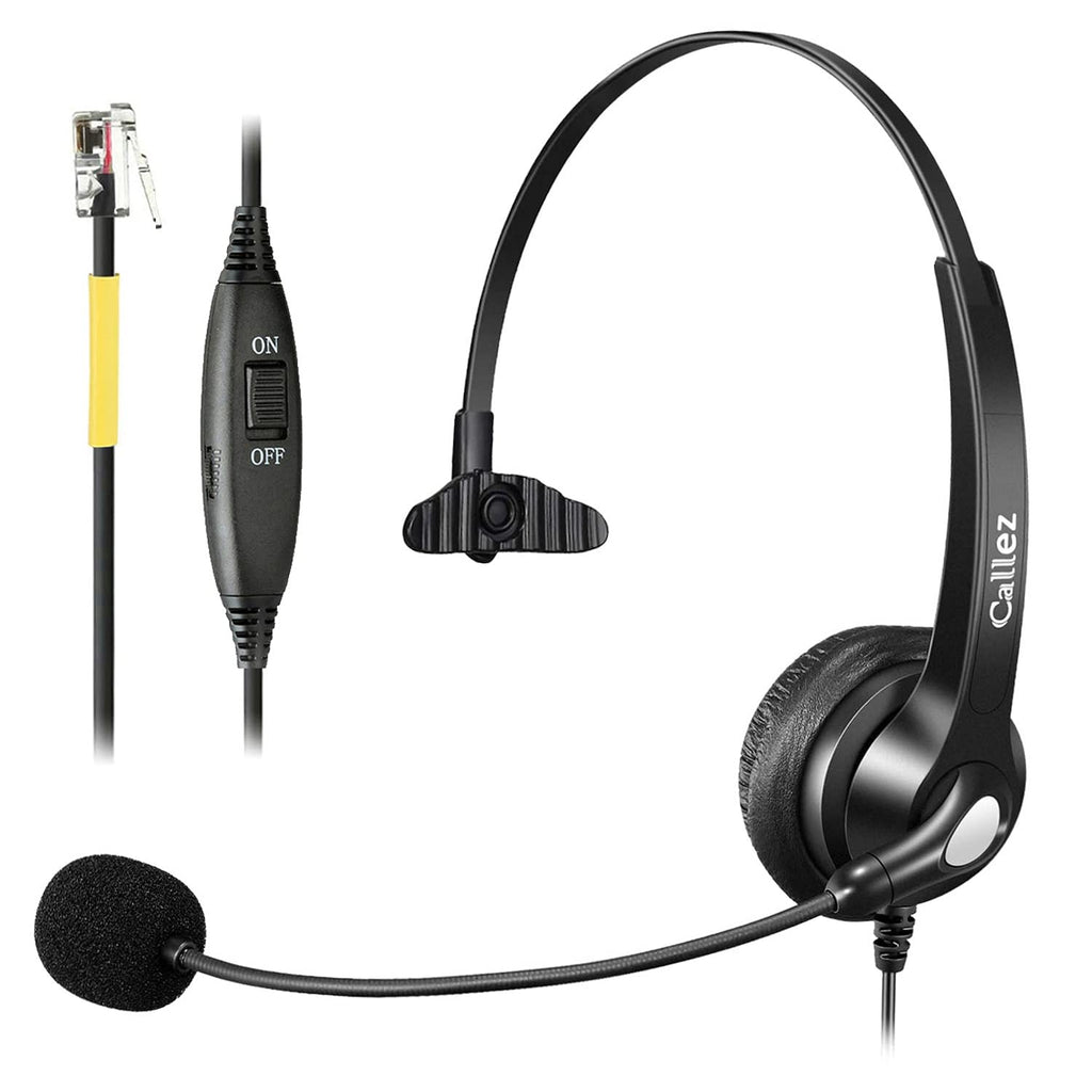 [Australia - AusPower] - Phone Headset RJ9 with Noise Cancelling Microphone and Volume Control, Callez Telephone Headset Compatible with Avaya 9611 9608 1608 9621 J179 Grandstream GXP2170 1620 2135 2160 1630 2130 1405 1450 Black 