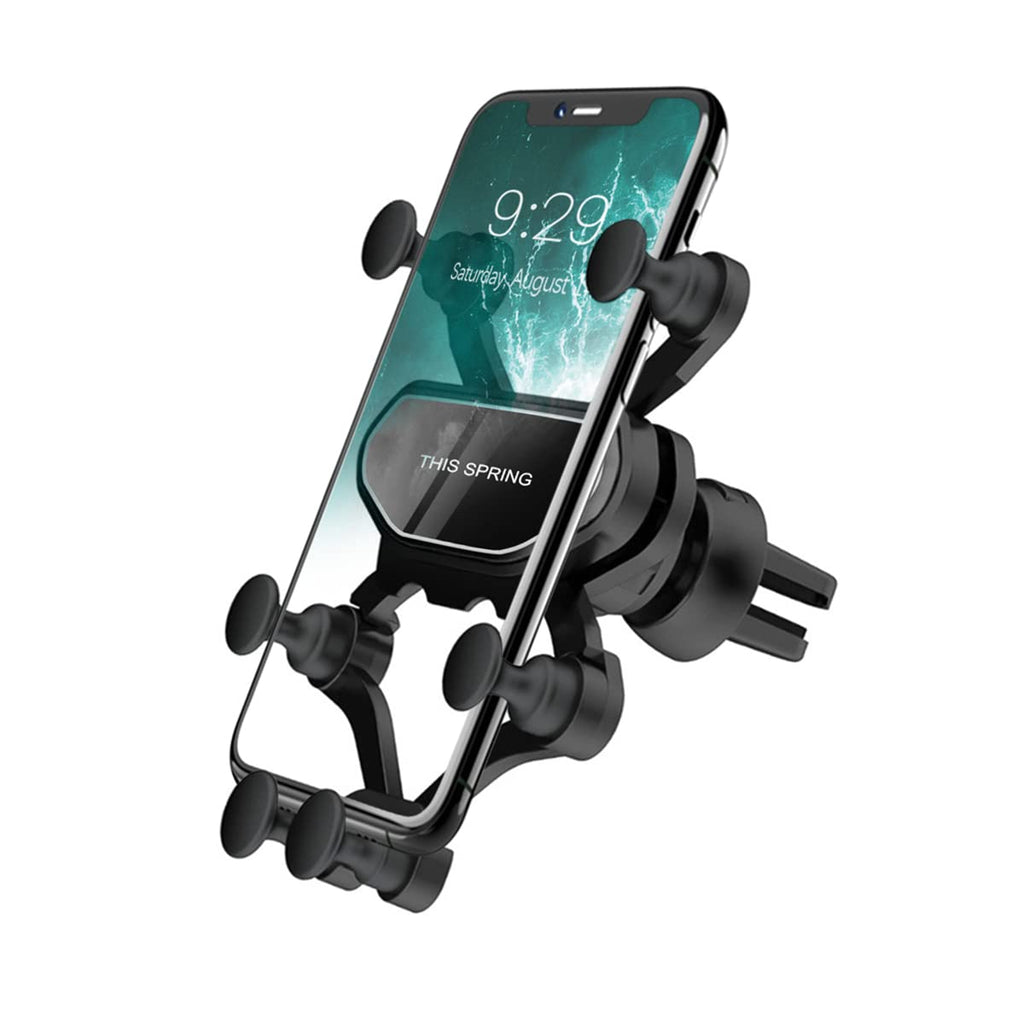 [Australia - AusPower] - Phone Holder for Car, Rotatable Upgraded Gravity Phone Holder with Clip for Air Vent, Universal Car Phone Cradle for iPhone 13 12 11 Pro Max Samsung Galaxy, Car Interior Accessories (Black) Black 