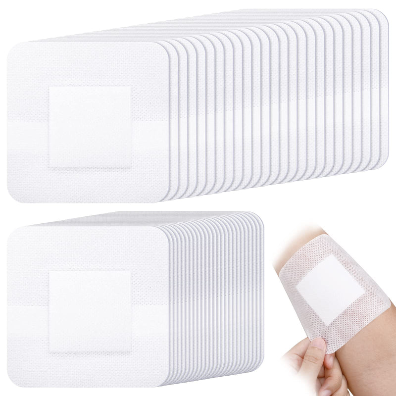 [Australia - AusPower] - 50 Pieces Adhesive Island Dressing Bordered Gauze Bandage Pads Adhesive Breathable Wound Dressing Individually Packed Pouches (4 x 4 Inch) 4 x 4 Inch 
