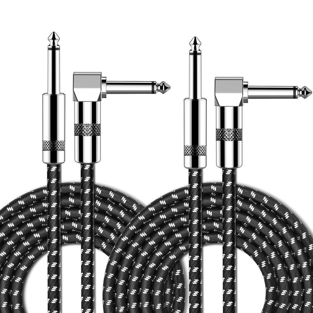 [Australia - AusPower] - 2 Pack Guitar Cable 10 ft New bee Electric Instrument Cable Bass AMP Cord 1/4 Straight to Straight for Electric Guitar, Bass Guitar, Electric Mandolin, Pro Audio (Right Angle) 10ft RIGHT 