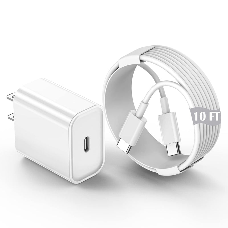 [Australia - AusPower] - 10 FT Long iPad Pro Charger, [Apple MFi Certified] 20W Apple USB C Charger Wall Charger Block + 10 FT Type C to C Charging Cable for iPad Mini 6,iPad Air 4, iPad Pro 12.9 2021/2020/2018, iPad Pro 11” 
