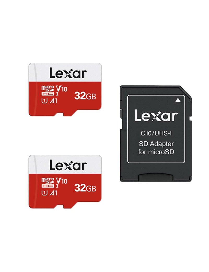 [Australia - AusPower] - Lexar 32GB Micro SD Card 2 Pack, microSDHC UHS-I Flash Memory Card with Adapter - Up to 100MB/s, U1, Class10, V10, A1, High Speed TF Card (2 microSD Cards + 1 Adapter) 32GB x 2 