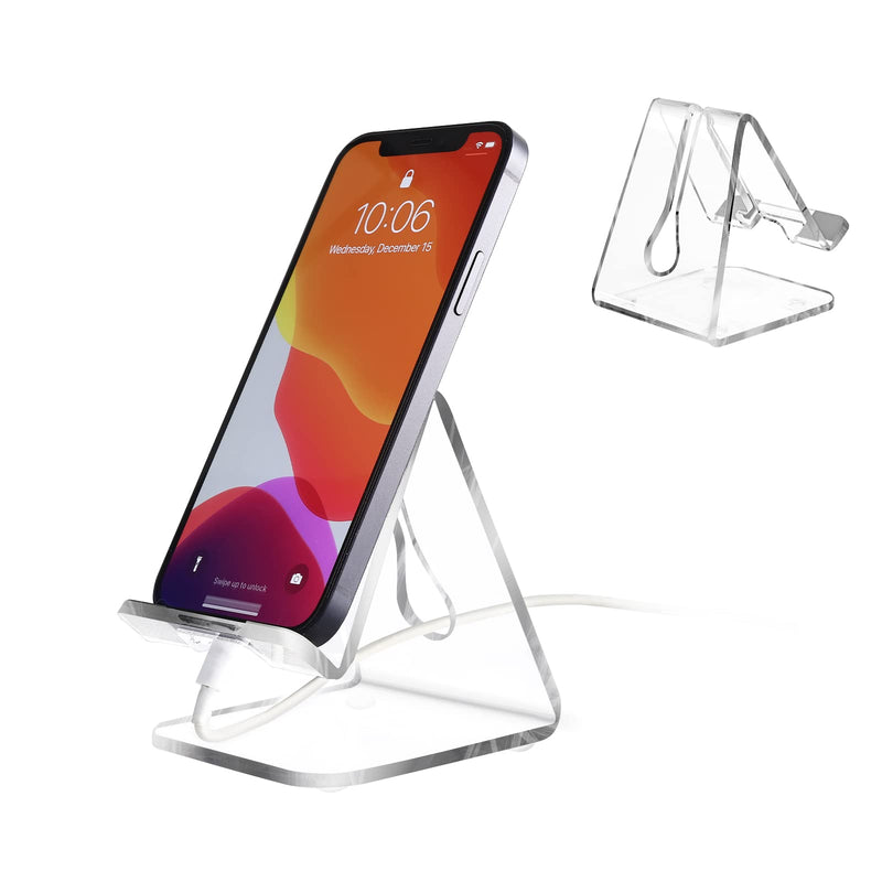 [Australia - AusPower] - JINSHVEG Acrylic Cell Phone Stand, Phone Holder for Desk, Office Desktop Accessories , Clear Phone Stand, Compatible with 4-10'' Phone 13 Pro Max , Android Smartphone,Desk Accessories 