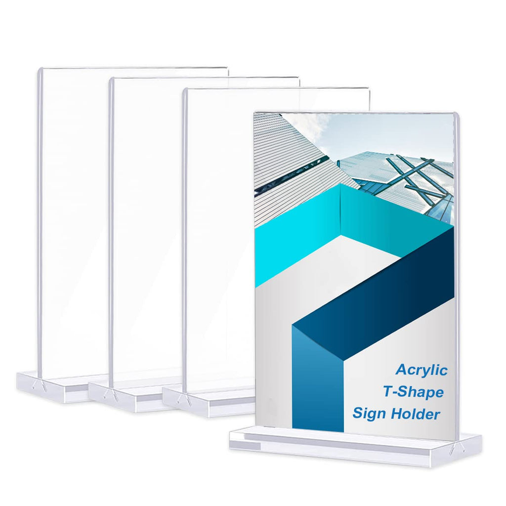 [Australia - AusPower] - ansari 4 Pack Acrylic Sign Holders, 4 x 6 Inch Double Sided Sign Display Stand Table Menu Holders Clear Ad Picture Frames for Wedding Table Number Restaurant Sign Photo Menu Holder 
