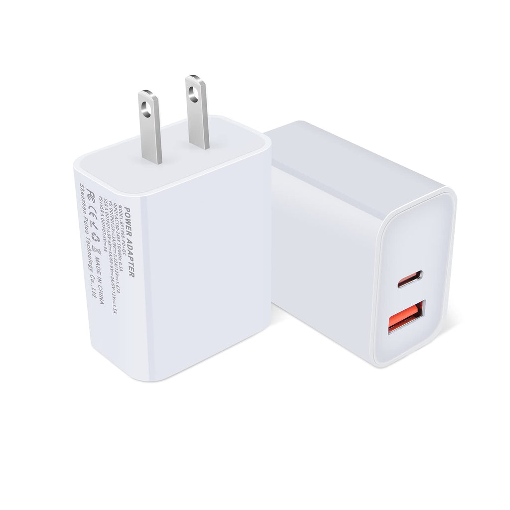 [Australia - AusPower] - Type C Fast Wall Charger for iPhone 13/13 Pro/13 Pro Max/13 Mini/ 12 11/XS Max/XS/XR/X/8 Plus/8 7 6/X Watch, 2-Pack 20W Quick Charger+PD USB C Charger Block Adapter for Samsung S21 S20 S10 A32 A12 A52 