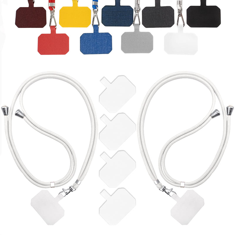[Australia - AusPower] - IOXQP Universal Phone Lanyard - 4× Pads,2× Adjustable Neck Strap,White Nylon Phone Lanyard Compatible with All Smartphone 