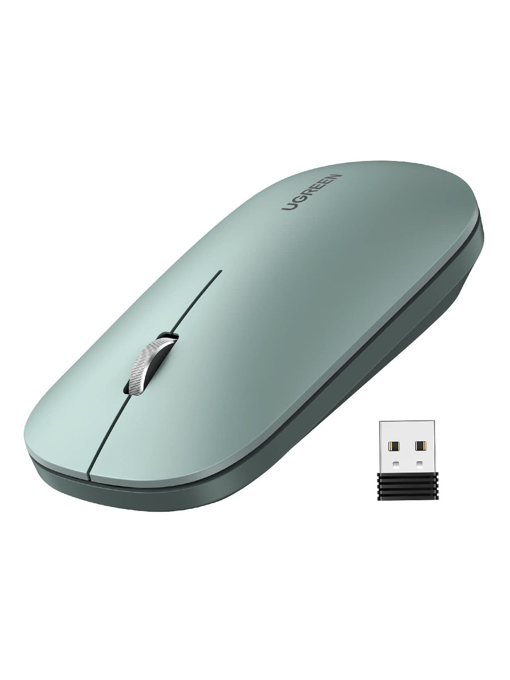 [Australia - AusPower] - UGREEN Wireless Mouse, 2.4G Slim Silent Computer Mouse with 4000 DPI, USB Cordless Mouse with 18-Month Battery Life, Small Flat Portable Optical Mice for Laptop, Computer, Chromebook, MacBook - Green 
