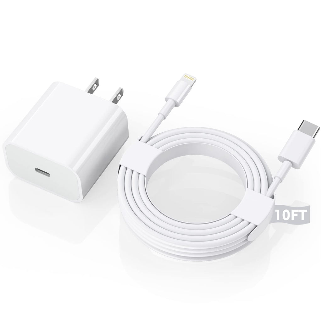 [Australia - AusPower] - iPhone Charger 【Apple MFi Certified】 10FT Extra Long Fast Charging Type C to Lightning Cable with 20 PD USB C Wall Charger Block for iPhone 13/13 Pro/13 Pro Max/13 Mini/12/Pro/Max/Mini/11/XR/X/8/Plus 