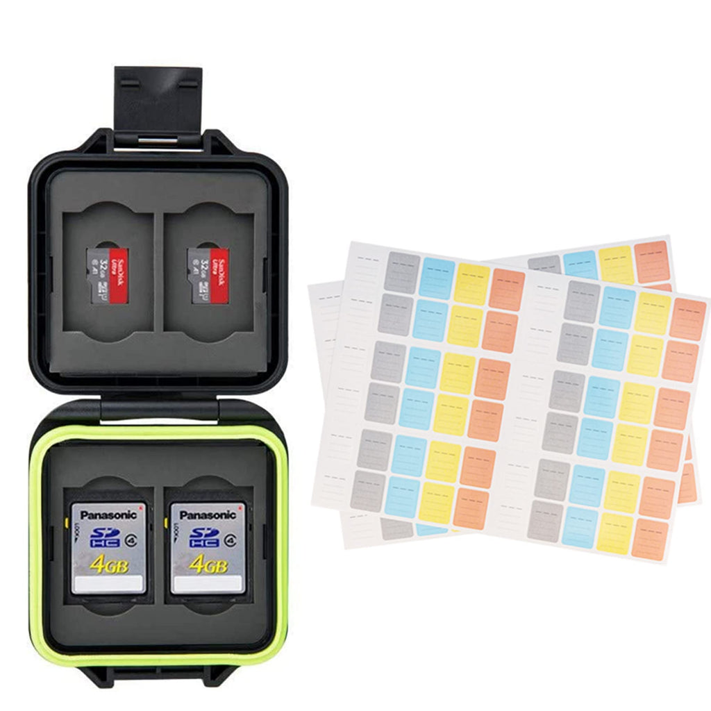 [Australia - AusPower] - 120 Count Labels + Compact Memory Card Case: Removable Labels with Camera Memory Card Holder for 4 SD + 4 MicroSD TF Memory Cards Storage 