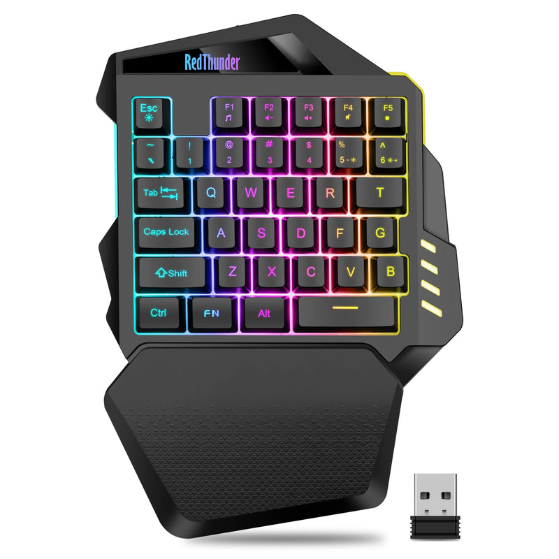 [Australia - AusPower] - RedThunder Wireless One-Handed Gaming Keyboard, 2.4Ghz RGB Backlit Mini Gaming Keypad, Rechargeable 2000mAh Battery for PC Gamer RGB Wireless 