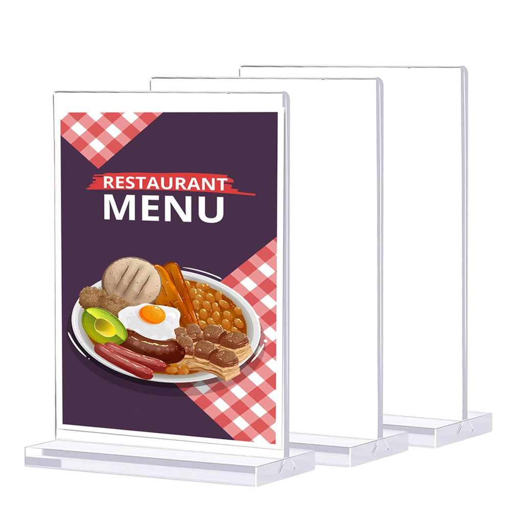 [Australia - AusPower] - Bappon 3 Pack Acrylic Sign Holders, 4 x 6 inches Clear T-Shaped Desktop Sign Display Stand, Double Sided Menu Holder Ad Picture Frame for Restaurants Hotels Stores Office Desktop 