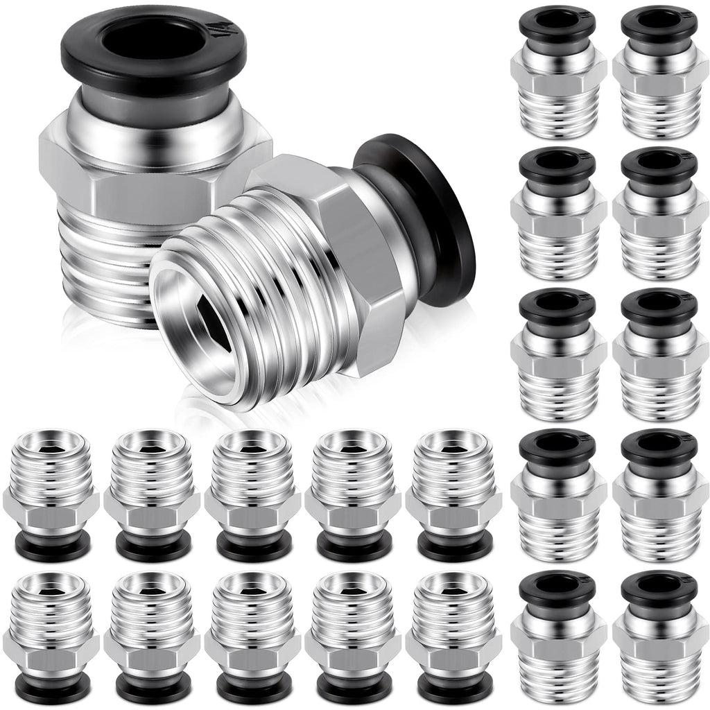 [Australia - AusPower] - Hotop 20 Pcs 1/4 Push to Connect Tube Fitting, NPT Male Thread Straight Push Quick Release Connectors Air Tool Fittings Pneumatic Tube Fittings (Black,1/4 Inch Tube OD x 1/4 Inch NPT Thread) 1/4 Inch Tube OD x 1/4 Inch NPT Thread Black 