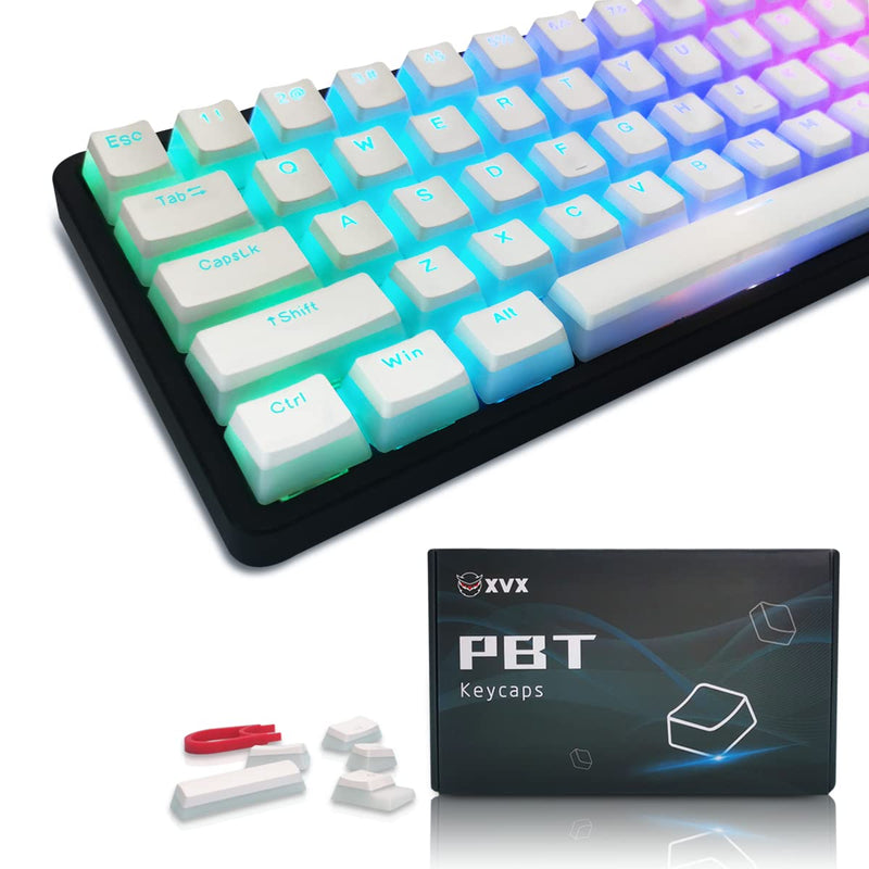 [Australia - AusPower] - XVX Pudding Keycaps - PBT Keycaps, 141 Key+24 Keys Set Custom Keycap, OEM Profile, Universal Compatiability for 100%, 75%, 65%, 60% Keyboard (White) White 