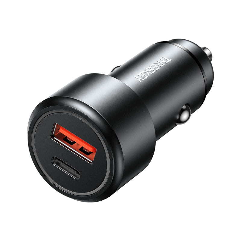 [Australia - AusPower] - THREEKEY USB C Car Charger,Fast Metal Dual Port 38W with PD 20W USB-C and 18W USB-A Car Charger Adapter Compatible with iPhone13/12/11/X,iPad,Samsung Galaxy,LG,Google Pixel,Moto,Airpods 