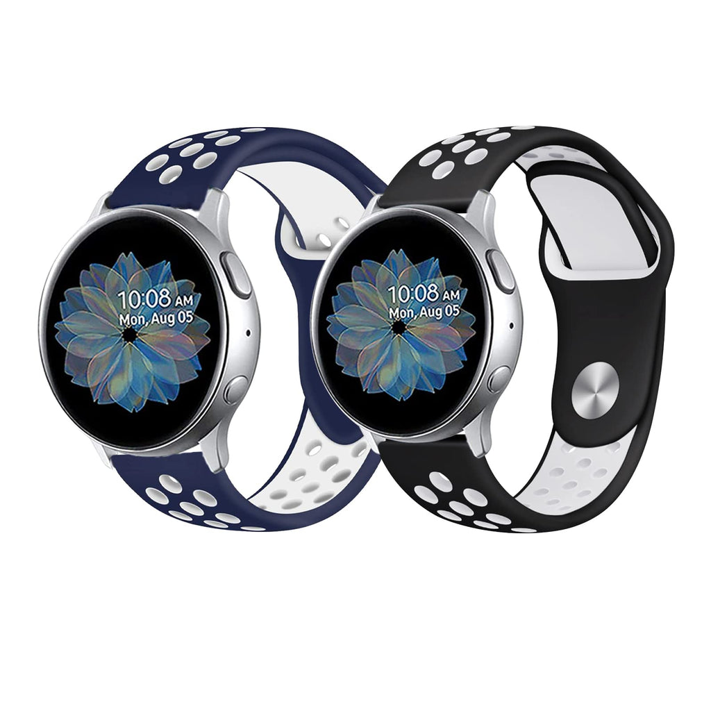 [Australia - AusPower] - SUUEKRE Pack 2 Sport Band Compatible with Samsung Galaxy Watch Classic Watch, 20mm 22mm Soft Silicone Strap Wristband for Men Women Blue white + black white 