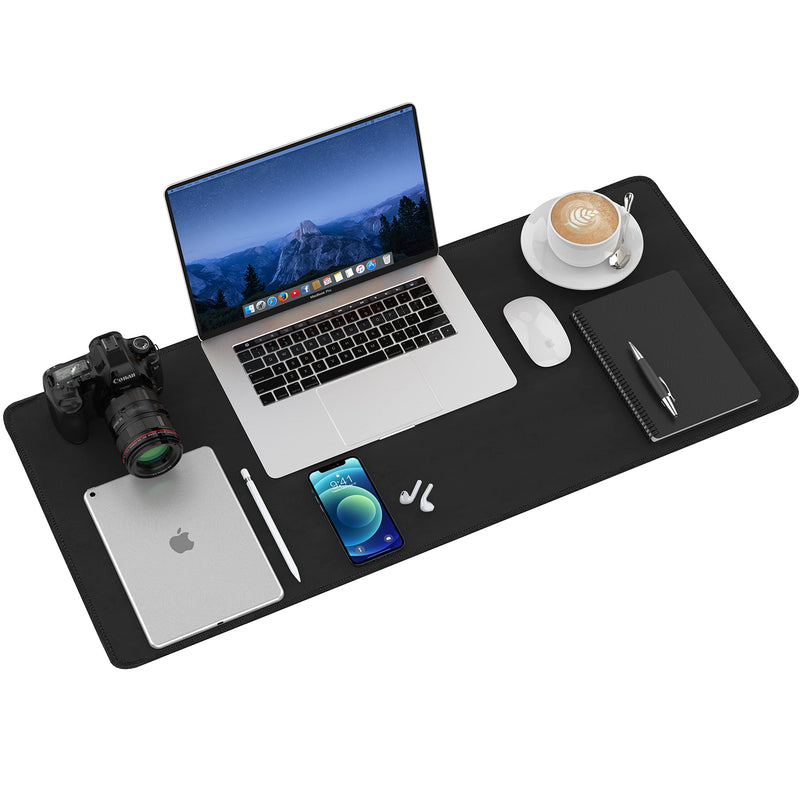 [Australia - AusPower] - Large Computer Gaming Desk Mat for Mouse and Keyboard with Stitched Edges, Extended Mousepad with Superior Micro-Weave Cloth, Non-Slip Base, Water Resist Desk Blotter Office & Home (35.4'' x 15.7'') Black 35.4'' x 15.7'' 