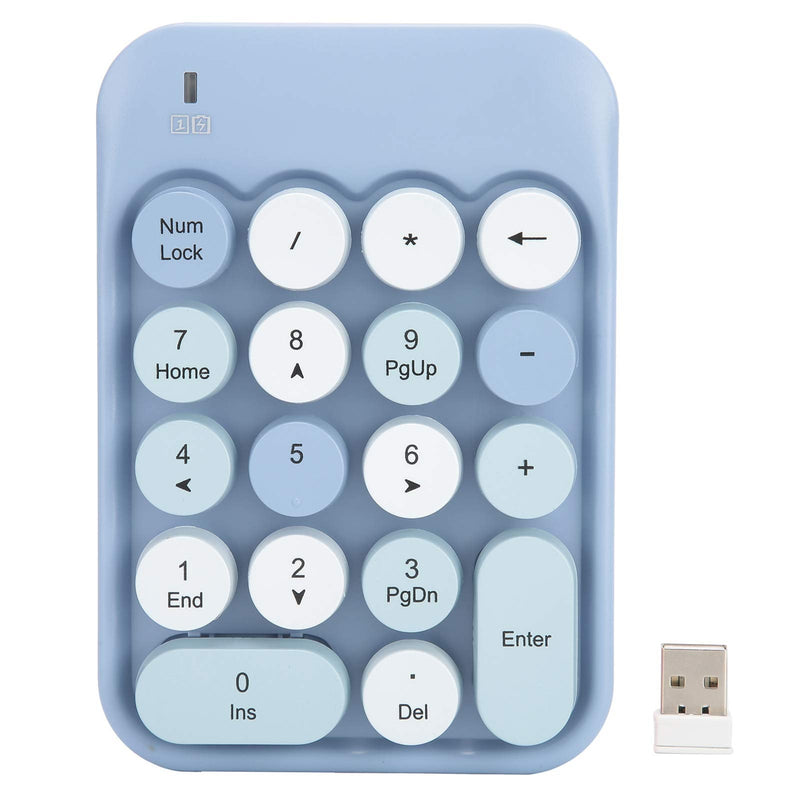 [Australia - AusPower] - Numeric Keypad, 2.4GHz Wireless Number Pad 18-Keys Colorful Chocolate Keycap Mini Portable Numeric Keyboard for Financial Accounting, for Windows XP/Win7/Win8/Win10/IOS(Sky Blue) 