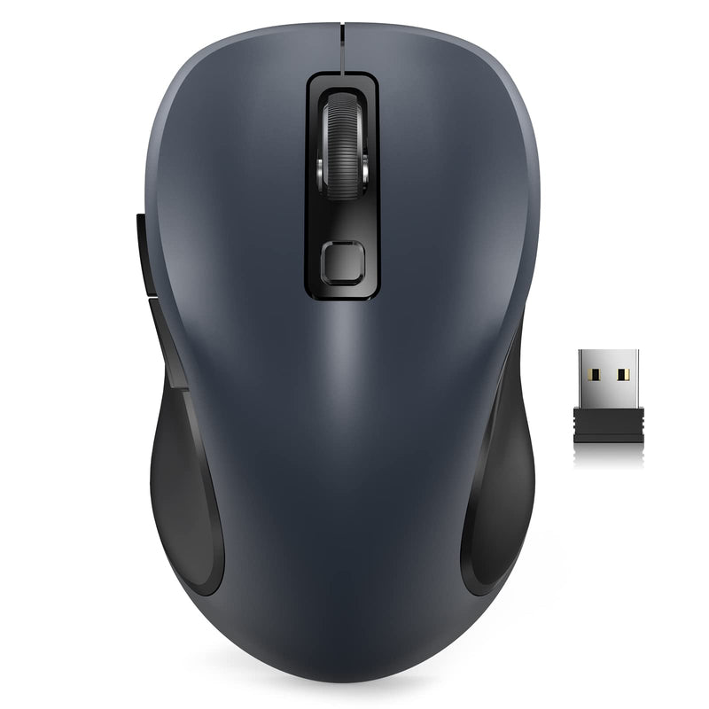 [Australia - AusPower] - Wireless Mouse for Laptop, Trueque 2.4GHz Ergonomic Computer Mouse with 3 Adjustable DPI Levels, Page Up & Down Buttons, USB Mouse for Chromebook, PC, Desktop, Notebook, MacBook (Grey) Grey 