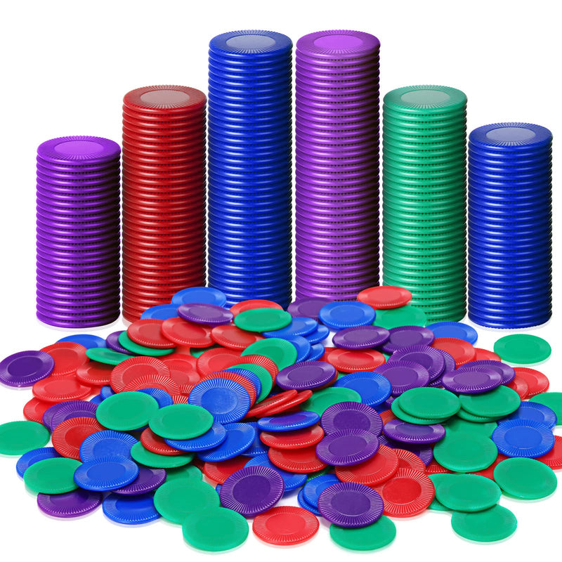 [Australia - AusPower] - Skylety 400 Pieces Plastic Poker Chips Game Chips 4 Colors Counter Card for Kids Game Playing Learning Math Counting Bingo Game Blank Chips Card for Kids Reward, 0.86 Inch 
